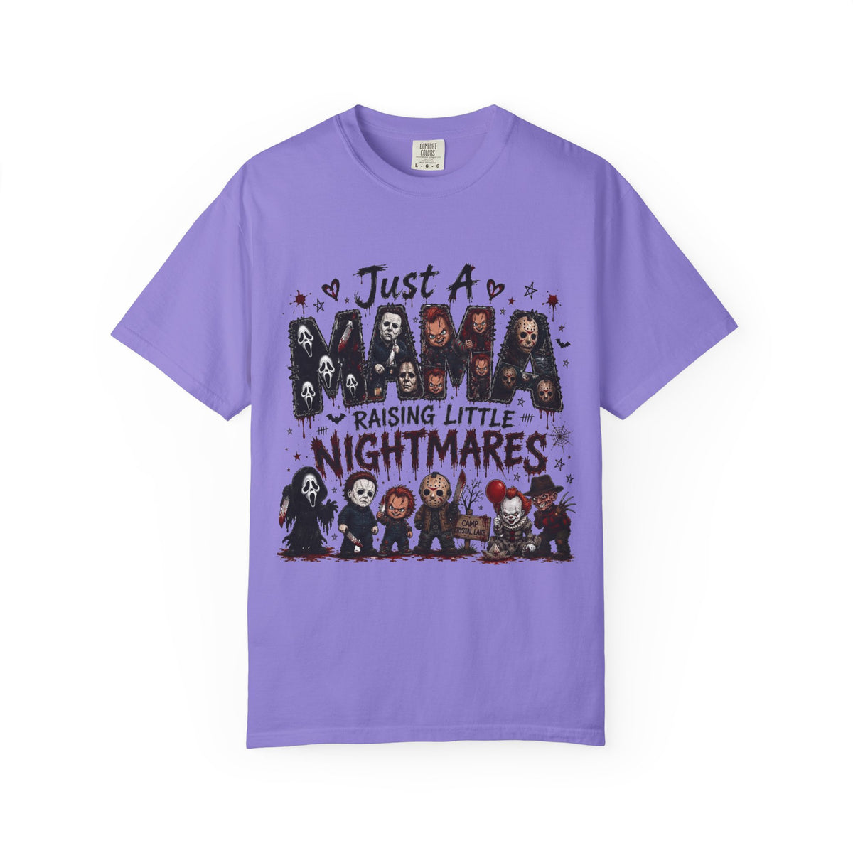 Horror Mama T-Shirt – "Just a Mama Raising Little Nightmares" Tee — view 3