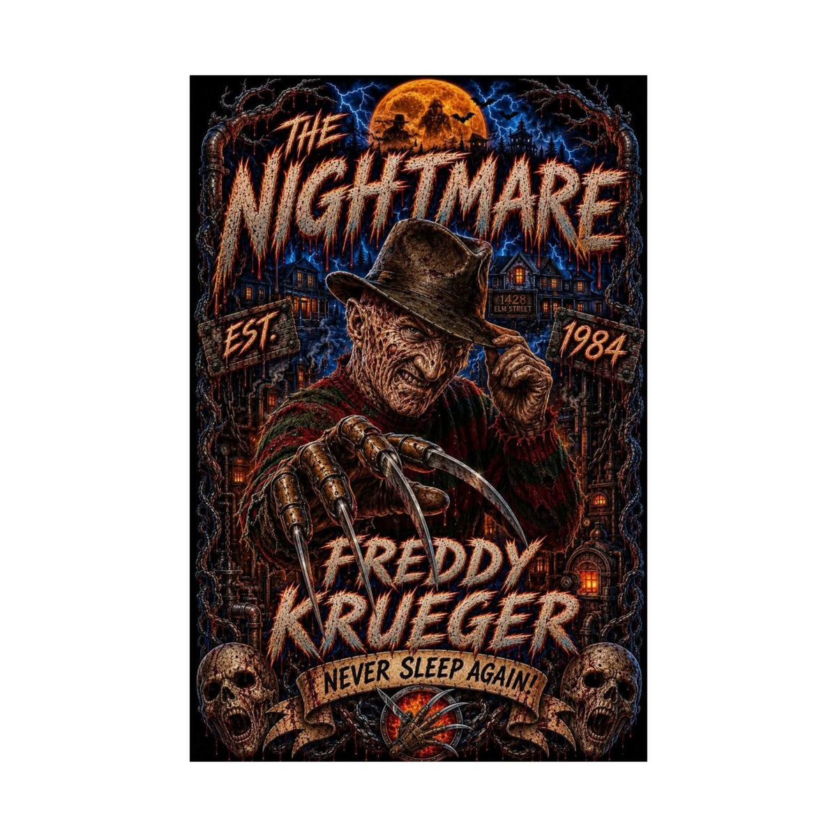 Freddy Krueger 'The Nightmare' Matte Vertical Poster — Horror Movie Wall Art
