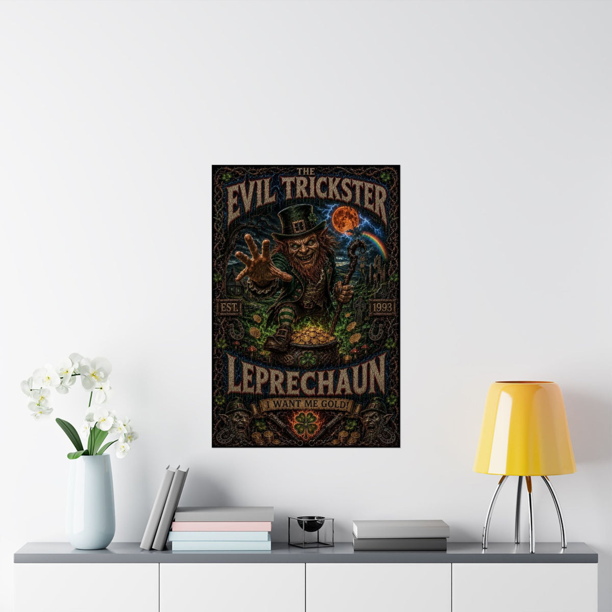 Evil Trickster Leprechaun Matte Poster — Dark St. Patrick’s Day Wall Art