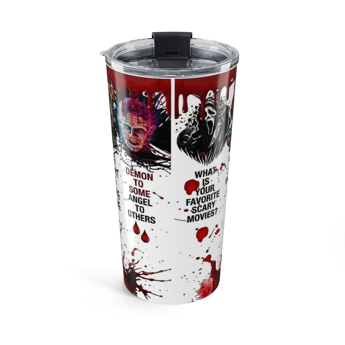 Iconic Horror Movie Characters 20oz Tumbler – Bloody Scary Film Collage — view 2