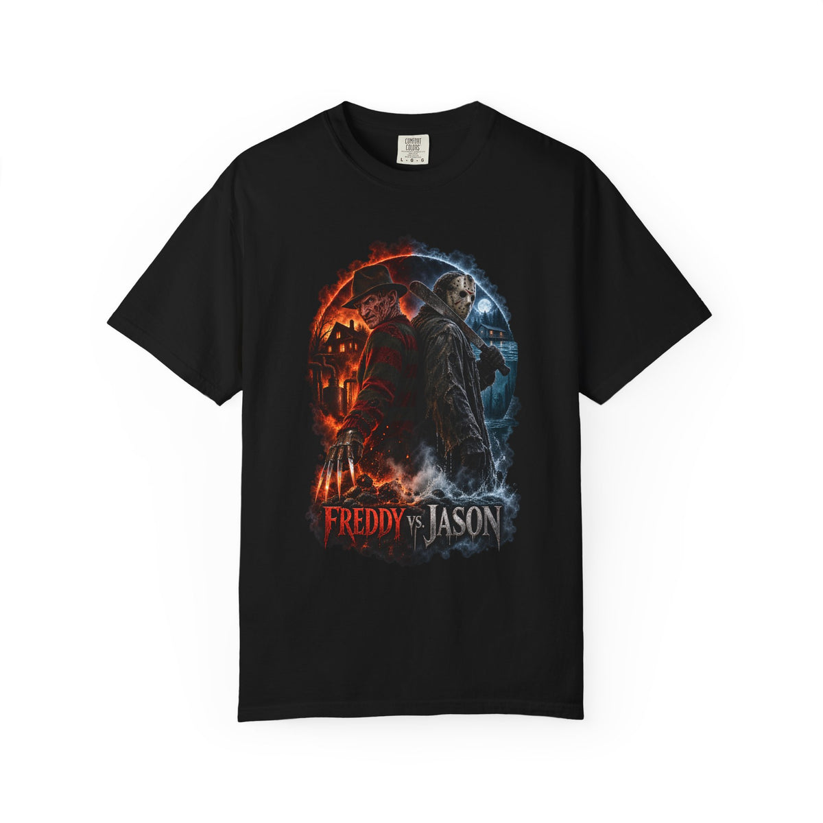 Freddy vs Jason Horror Movie T-Shirt — Retro Slashers Graphic Tee — view 5