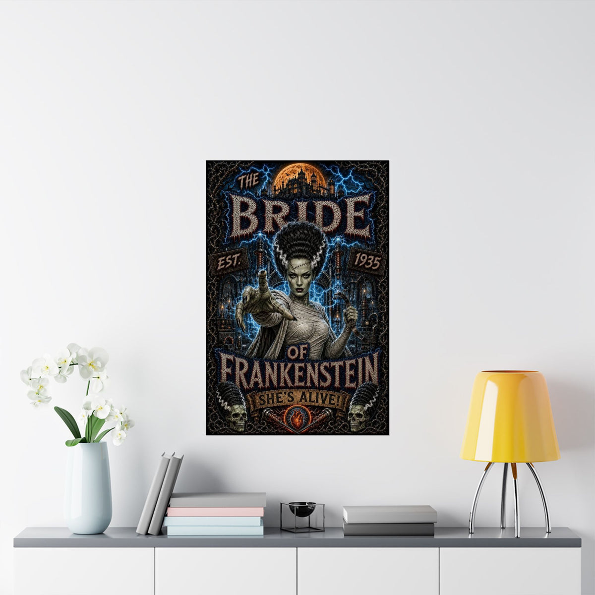 Bride of Frankenstein Matte Poster — Retro Horror Art Print (She’s Alive!)