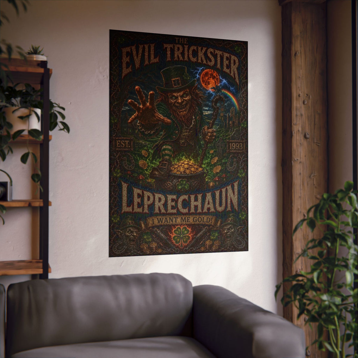 Evil Trickster Leprechaun Matte Poster — Dark St. Patrick’s Day Wall Art