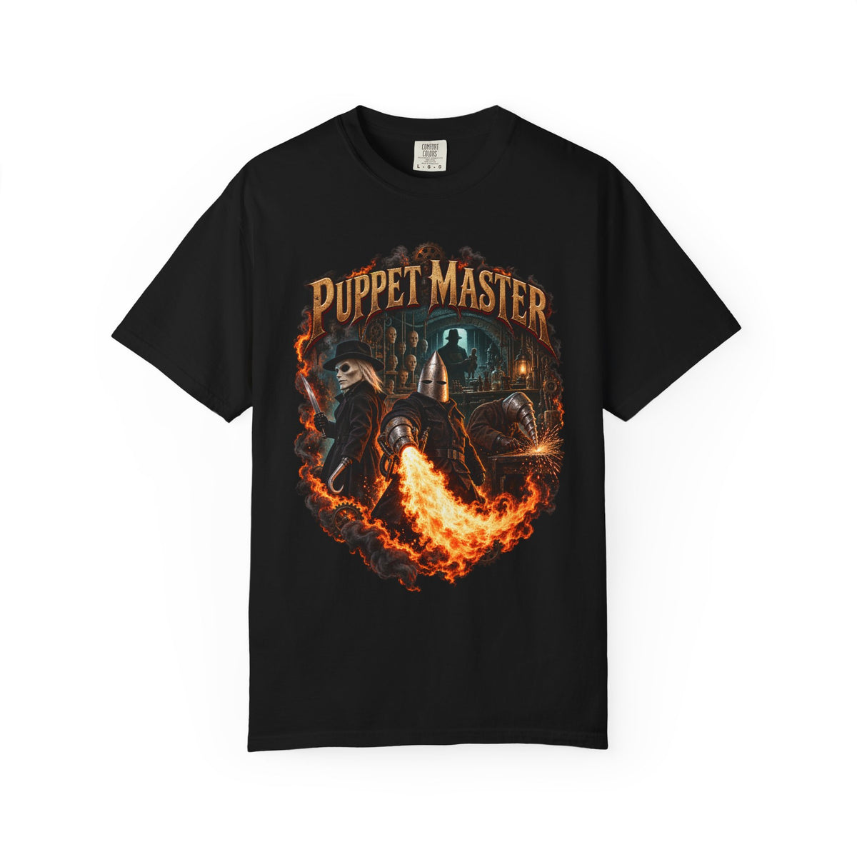 Puppet Master Horror T-Shirt – Fiery Vintage Movie Design — view 5