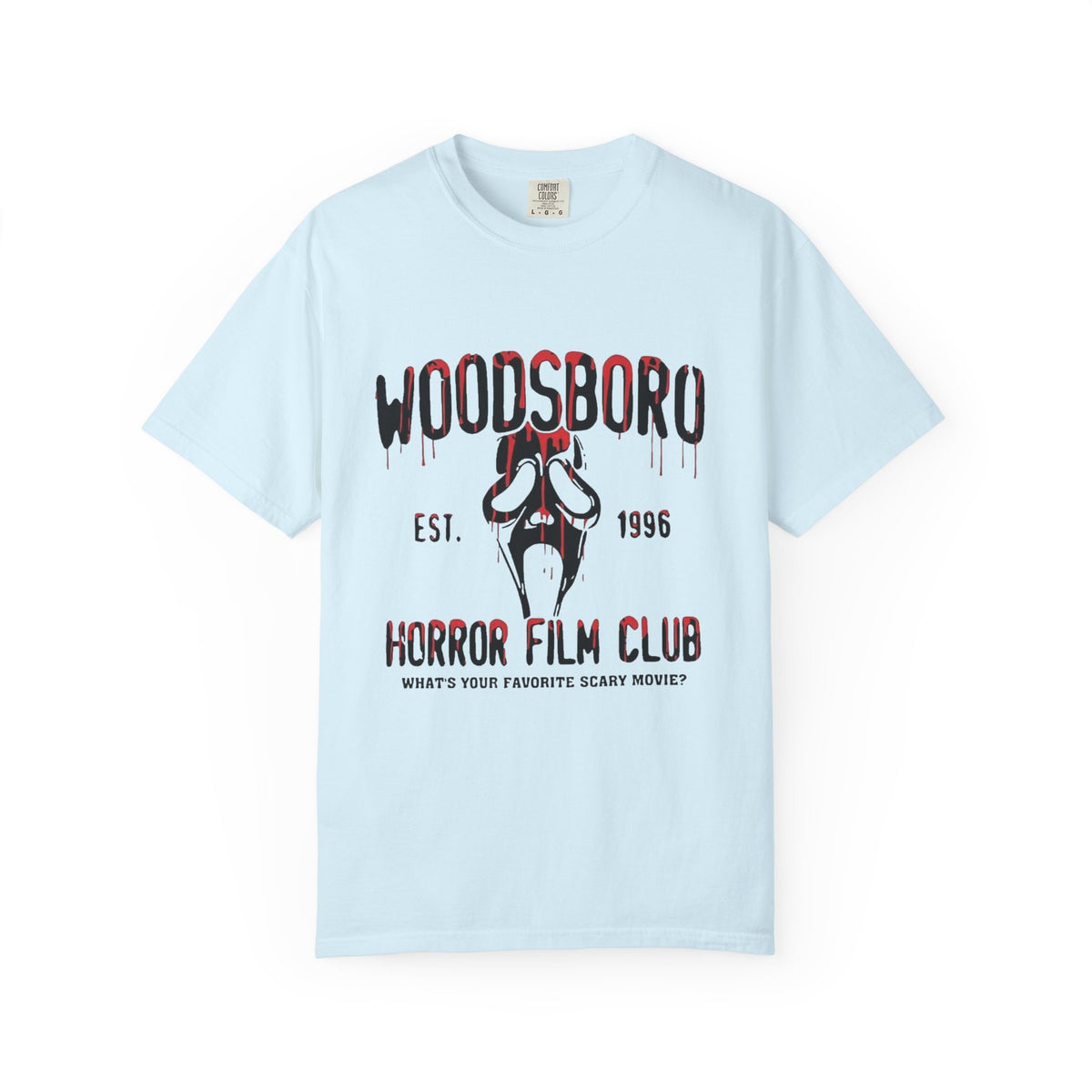 Woodsboro Horror Film Club T-Shirt — Retro Scream Mask Tee (Est. 1996) — view 9