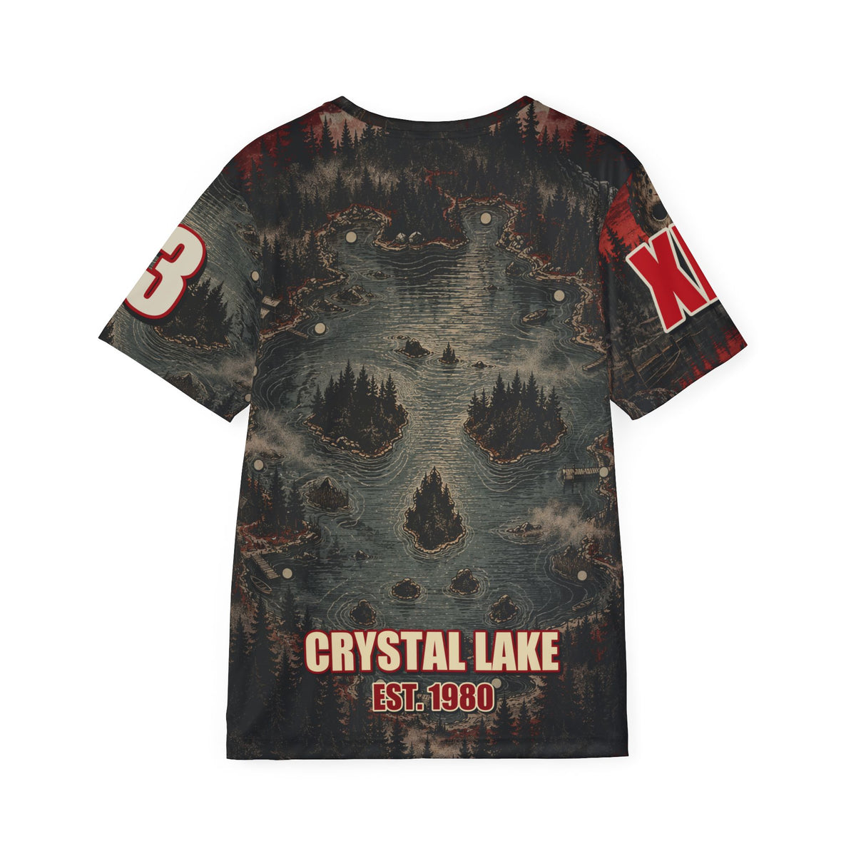 Friday the 13th Grindhouse Jason Mask Jersey — Crystal Lake Horror Sports Tee