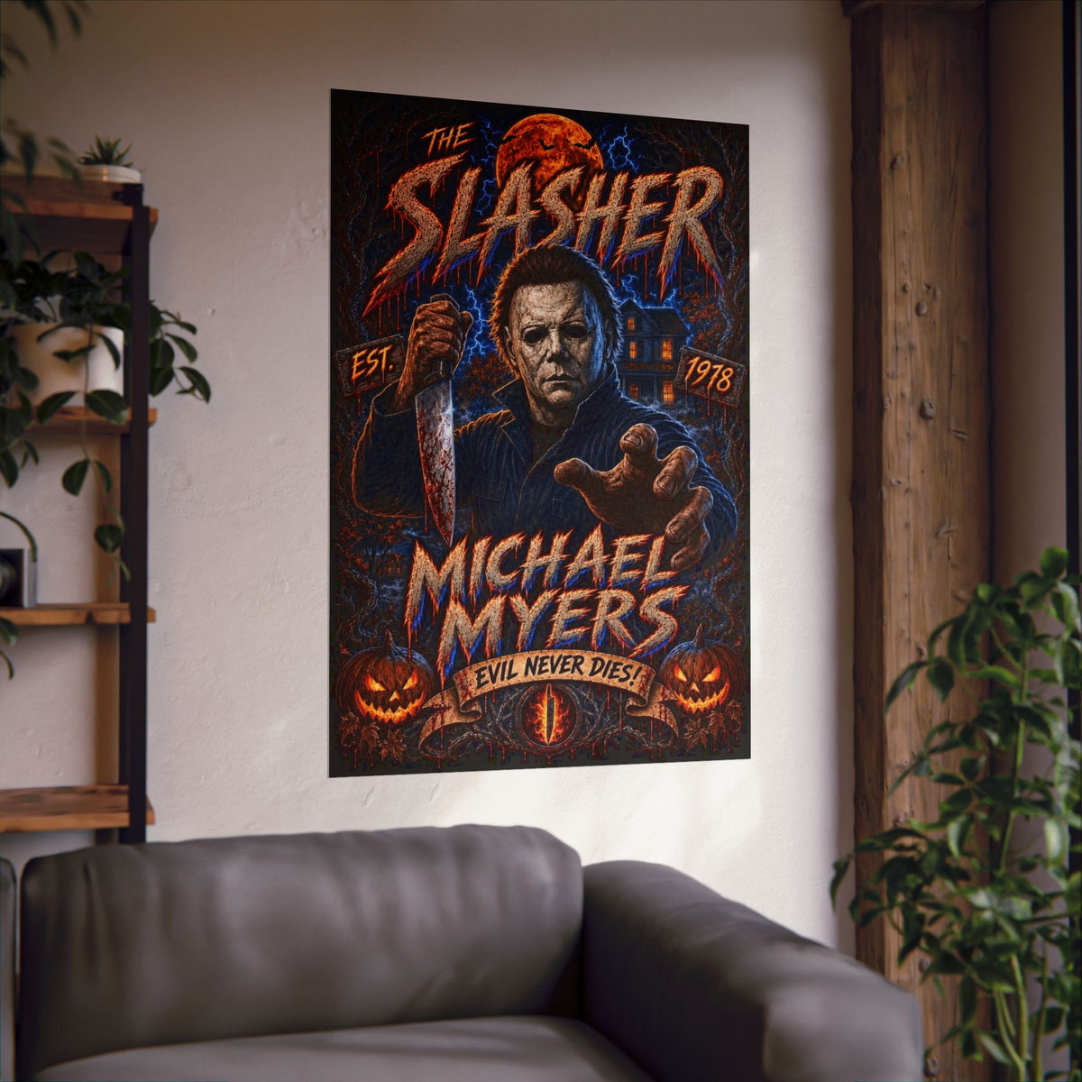 Michael Myers "The Slasher" Matte Vertical Poster - Halloween Horror Movie Wall Art