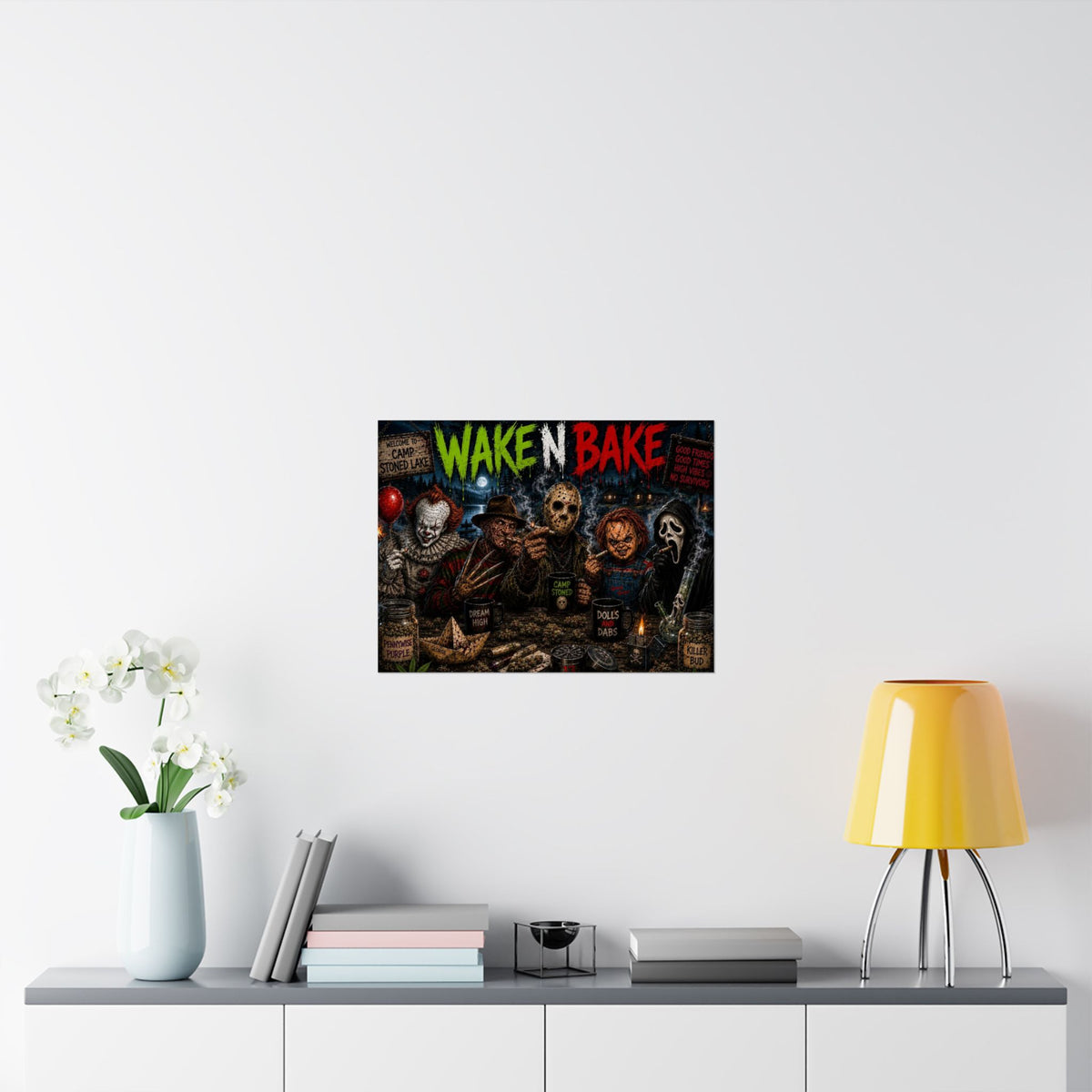 Wake N Bake Horror Movie Poster — Matte Horizontal Poster - Stoner Horror Comedy