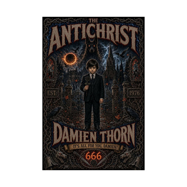 The Omen Antichrist "Damien Thorn" Horror Movie Matte Poster — Retro 666 Vintage Evil Artwork