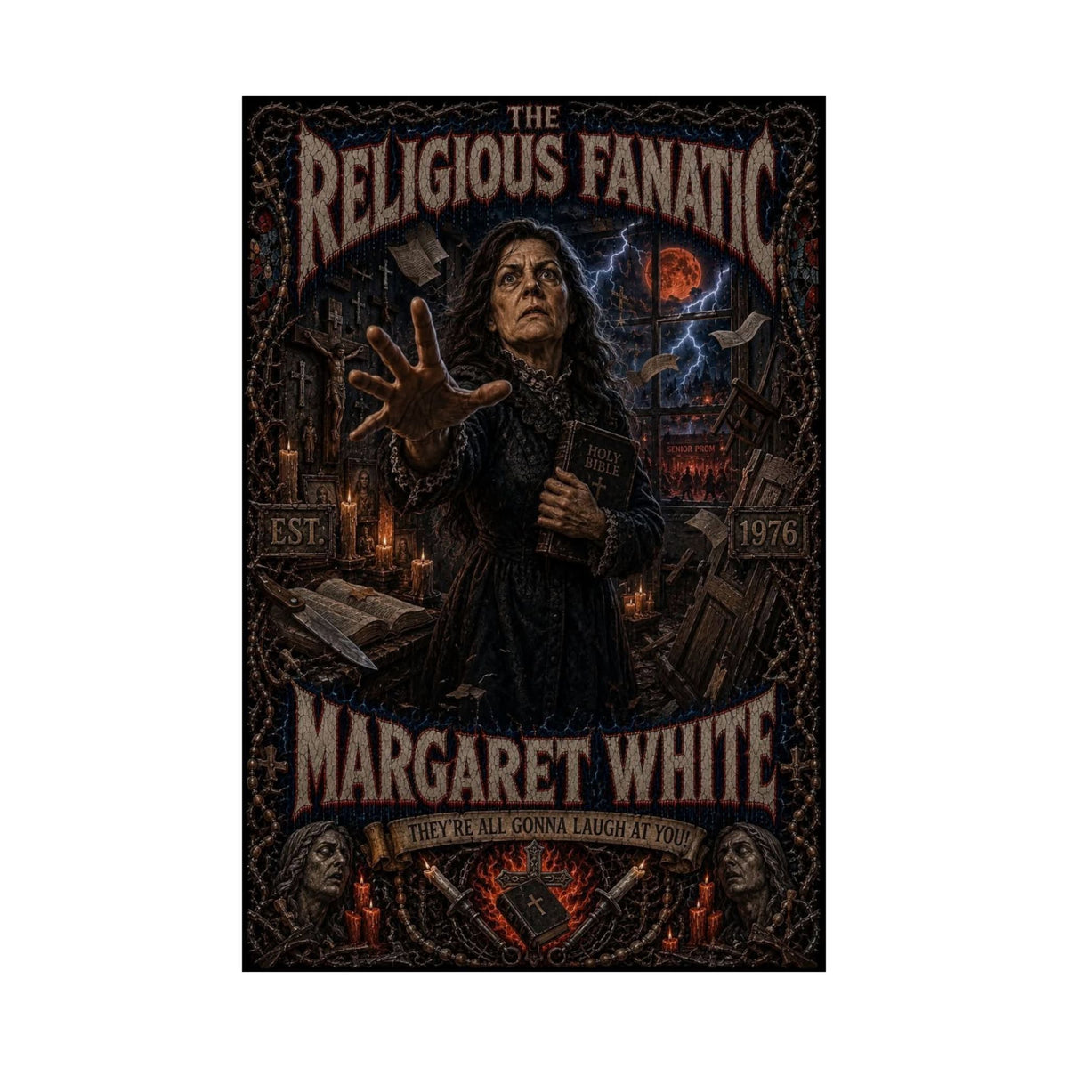 Carrie Matte Vertical Poster — "The Religious Fanatic: Margaret White" Horror Art Print