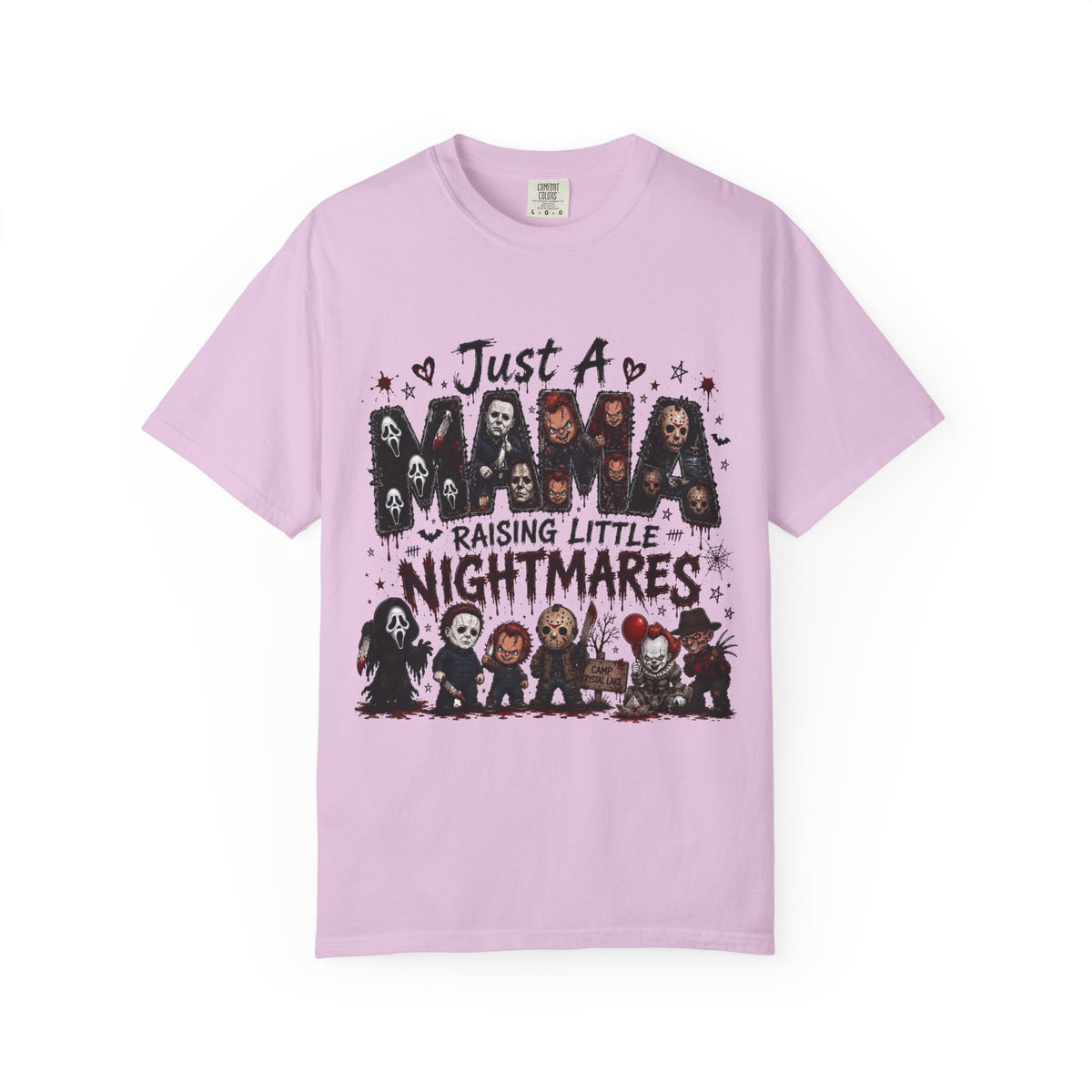 Horror Mama T-Shirt – "Just a Mama Raising Little Nightmares" Tee — view 4