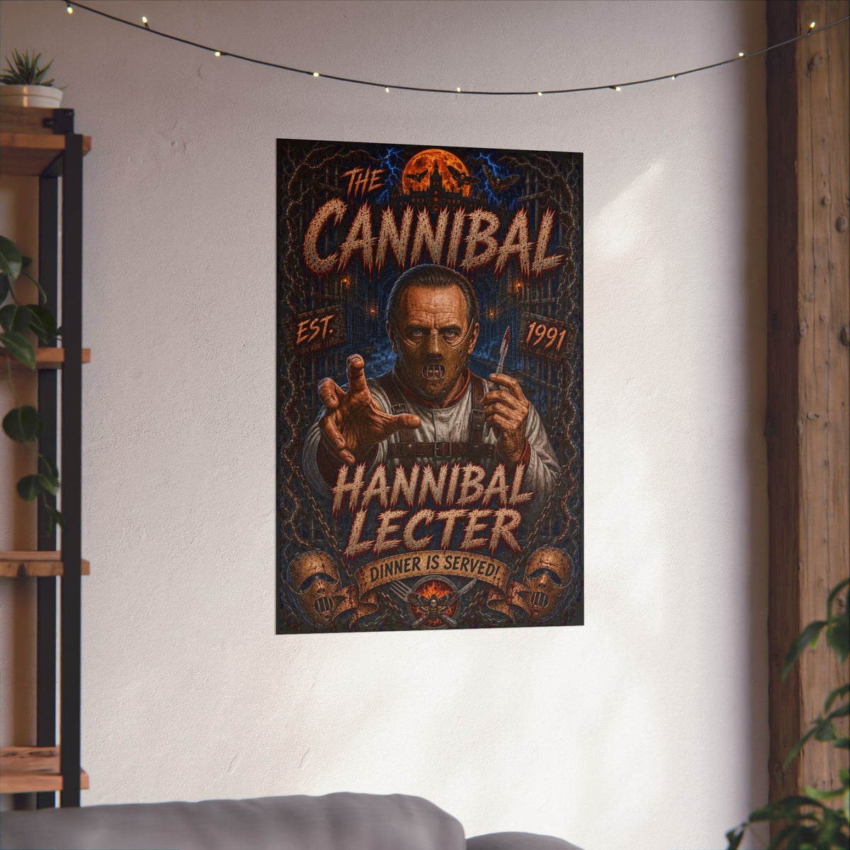 Silence of the Lambs Hannibal Lecter Horror Poster - 'The Cannibal' Matte Vertical Movie Art