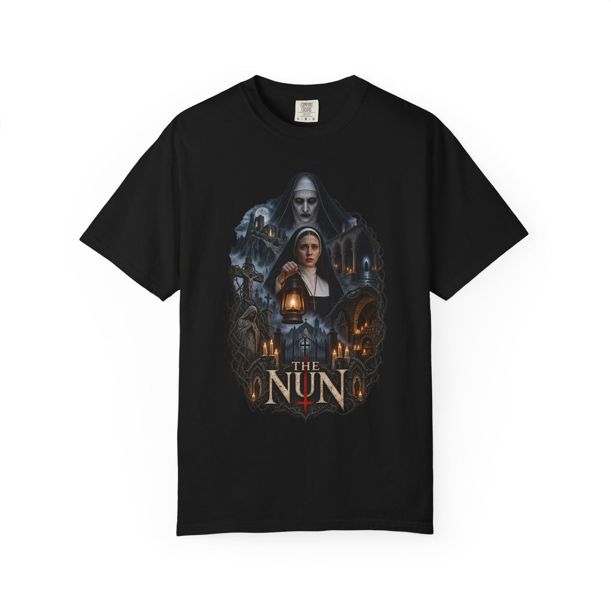 The Nun Horror Movie Graphic T-Shirt — Gothic Haunted Convent Design — view 5