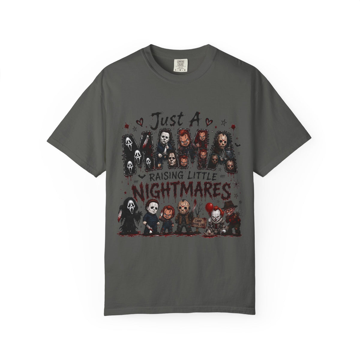 Horror Mama T-Shirt — "Just a Mama Raising Little Nightmares" Graphic Tee — view 8