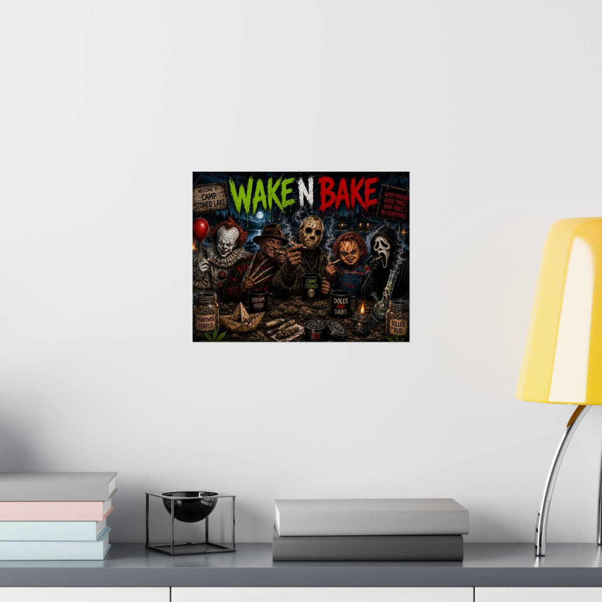 Wake N Bake Horror Movie Poster — Matte Horizontal Poster - Stoner Horror Comedy