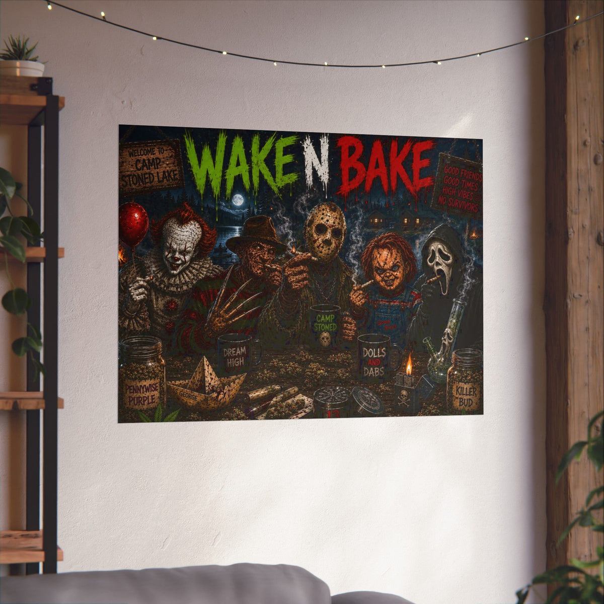 Wake N Bake Horror Movie Poster — Matte Horizontal Poster - Stoner Horror Comedy