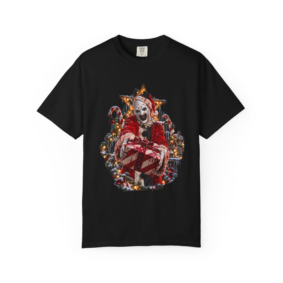 Terrifier Art The Clown Horror T-Shirt — Christmas Scene Graphic Tee — view 5