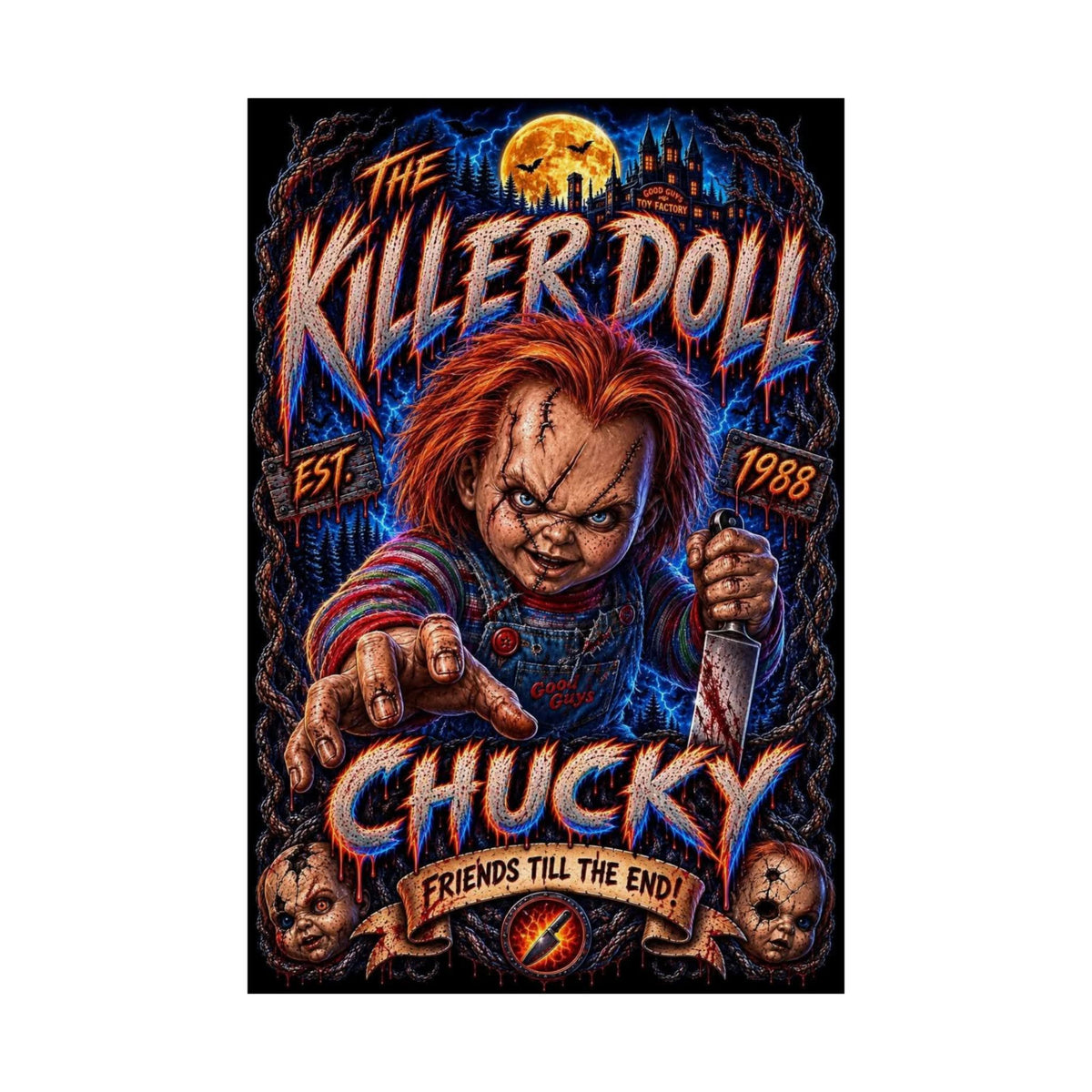 Child's Play Chucky Killer Doll Horror Poster - Matte Vertical Movie Art