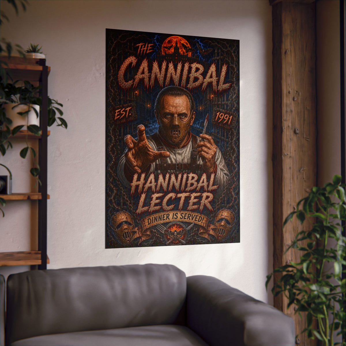 Silence of the Lambs Hannibal Lecter Horror Poster - 'The Cannibal' Matte Vertical Movie Art
