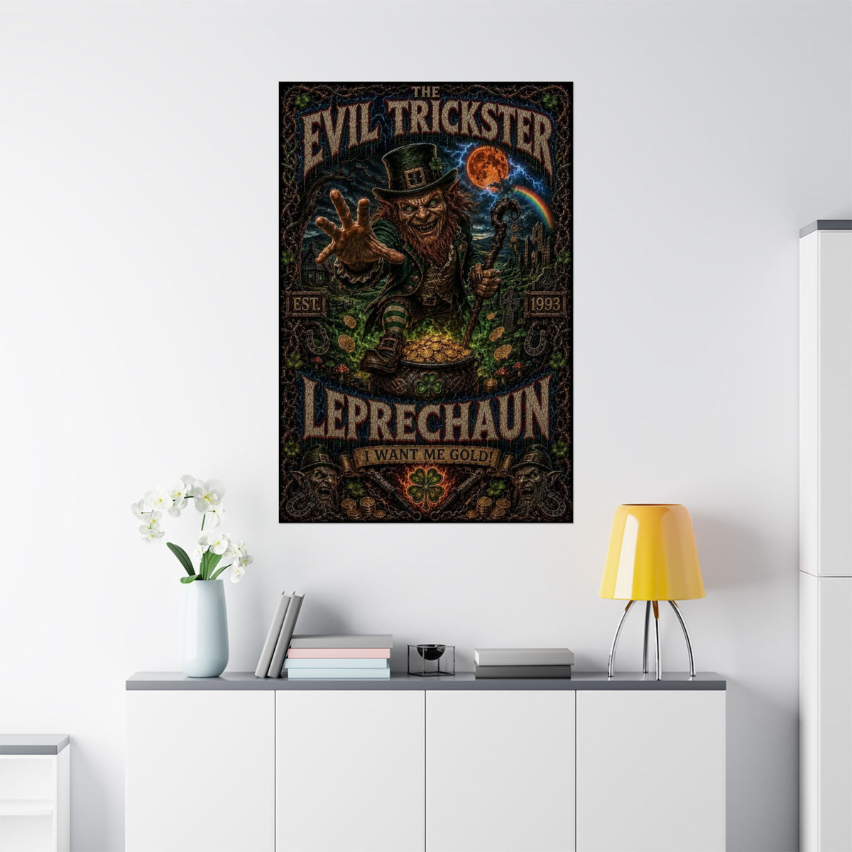 Evil Trickster Leprechaun Matte Poster — Dark St. Patrick’s Day Wall Art