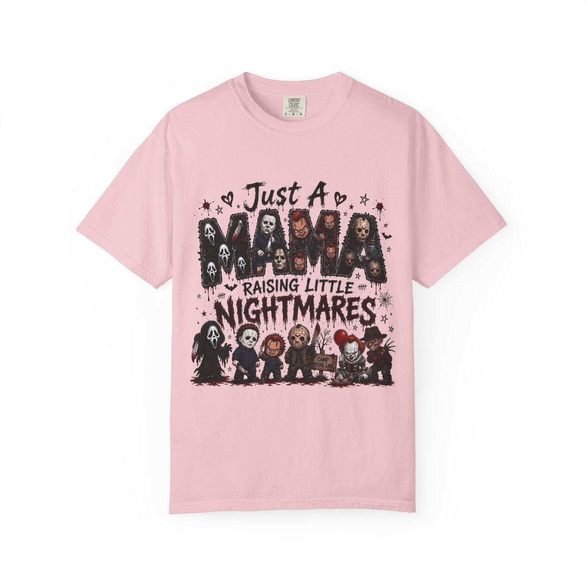 Horror Mama T-Shirt – "Just a Mama Raising Little Nightmares" Tee — view 5