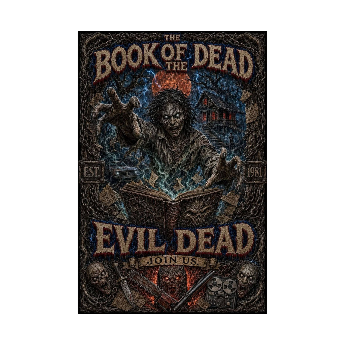 Evil Dead 'Book of the Dead' Matte Vertical Poster - Horror Movie Wall Art