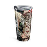 Horror Ghost Face Scream 20oz Tumbler — Scream Mask Killer Travel Cup (Blood-Splatter Newspaper Design)