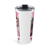 20oz In October We Wear Pink Female Horror Icons Tumbler — Creepy Girl & Masked Slasher Design