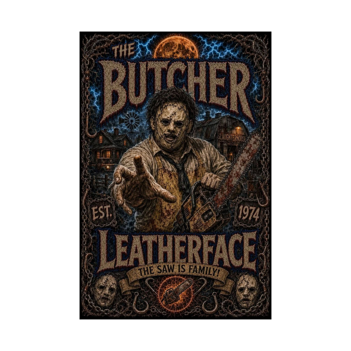 Leatherface 'The Butcher' Matte Poster — Texas Chainsaw Masscre Horror Movie Wall Art