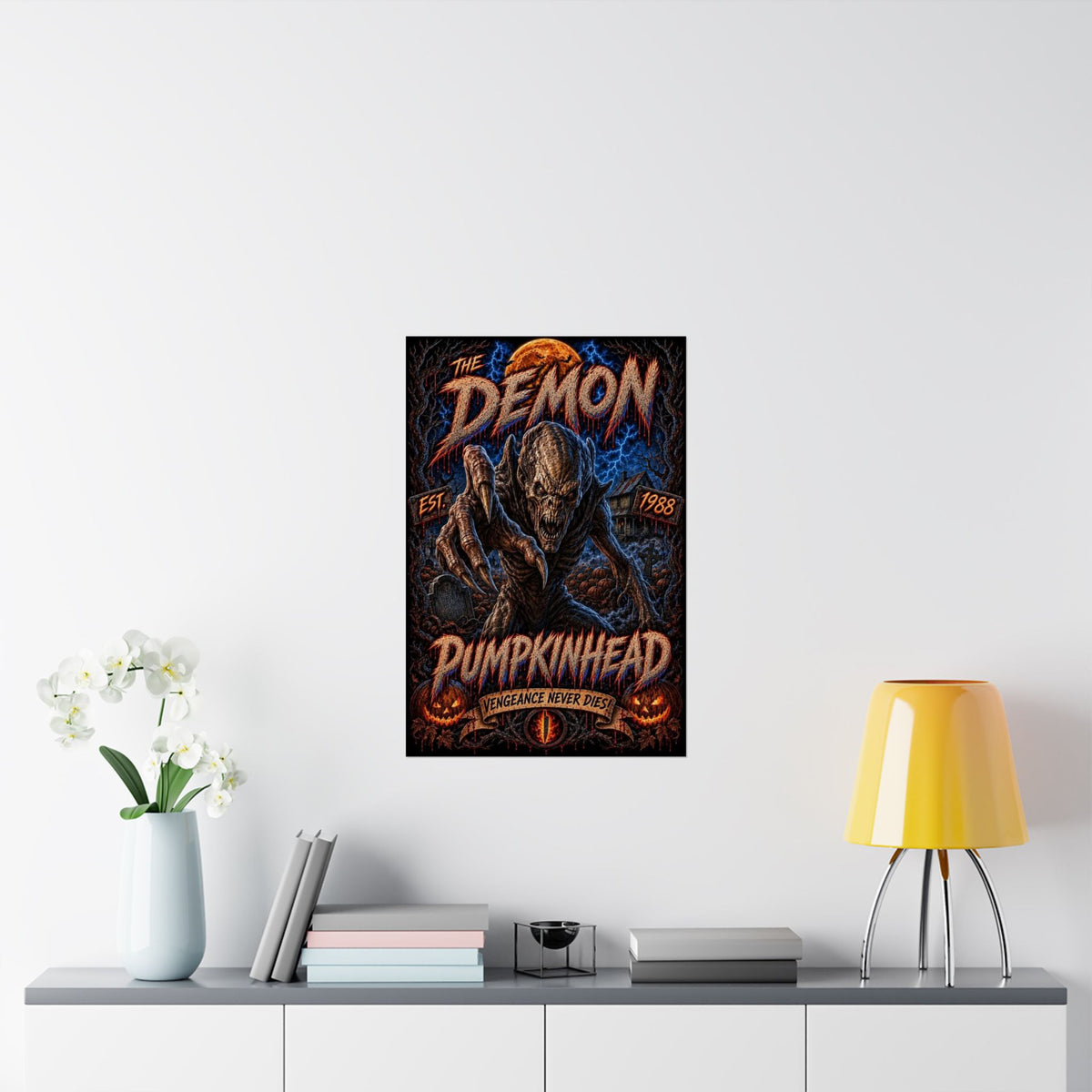 Pumpkinhead Demon Poster — Matte Horror Movie Art Print ("Vengeance Never Dies")