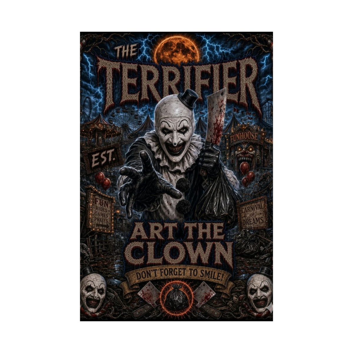 The Terrifier Art the Clown Poster — Horror Matte Vertical Wall Art