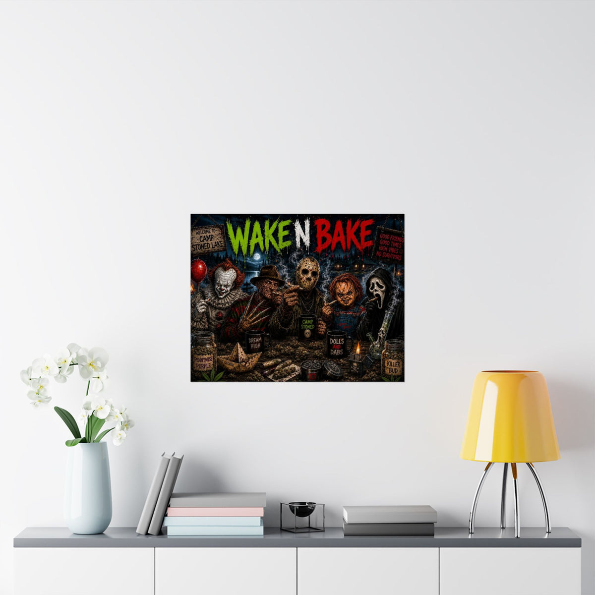 Wake N Bake Horror Movie Poster — Matte Horizontal Poster - Stoner Horror Comedy