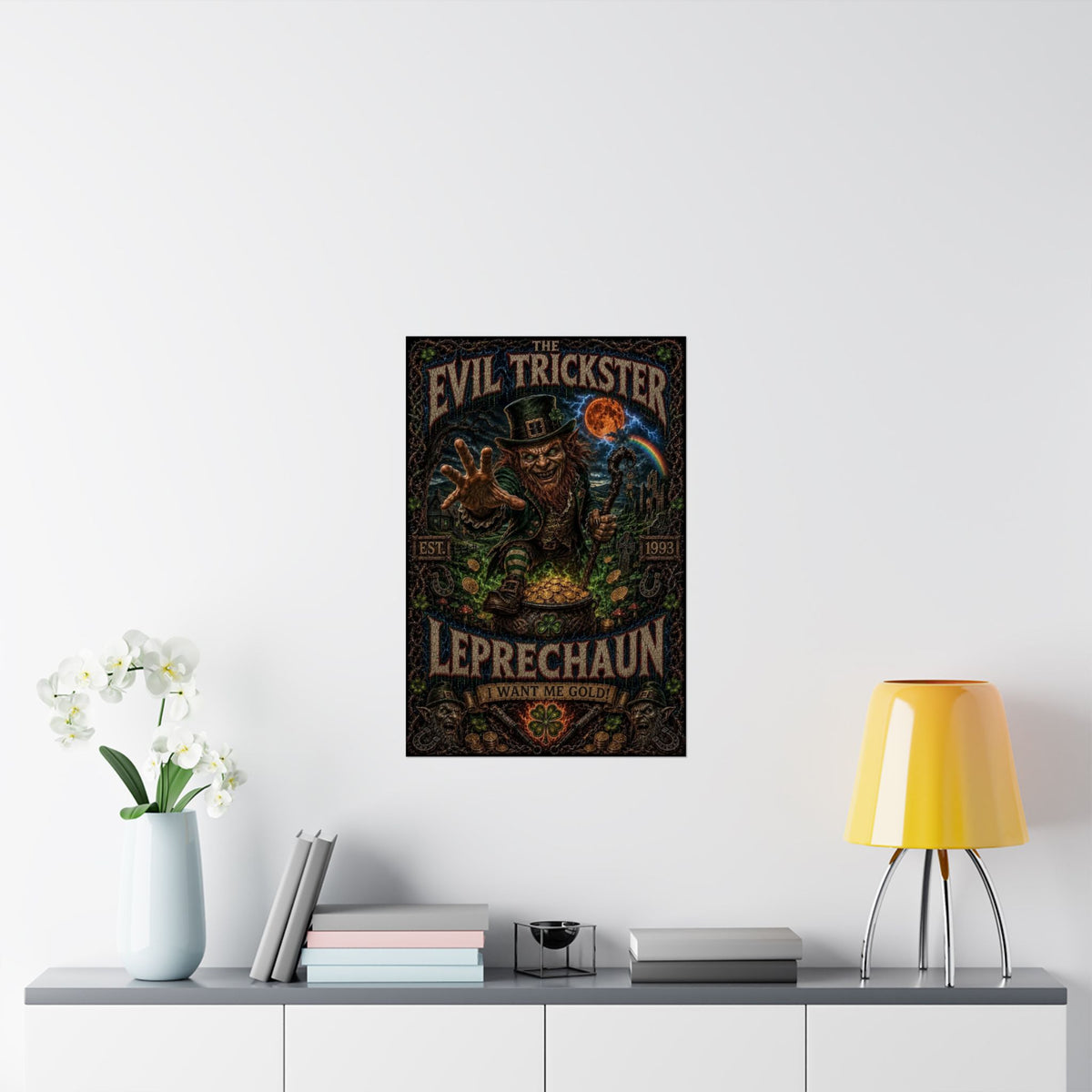 Evil Trickster Leprechaun Matte Poster — Dark St. Patrick’s Day Wall Art