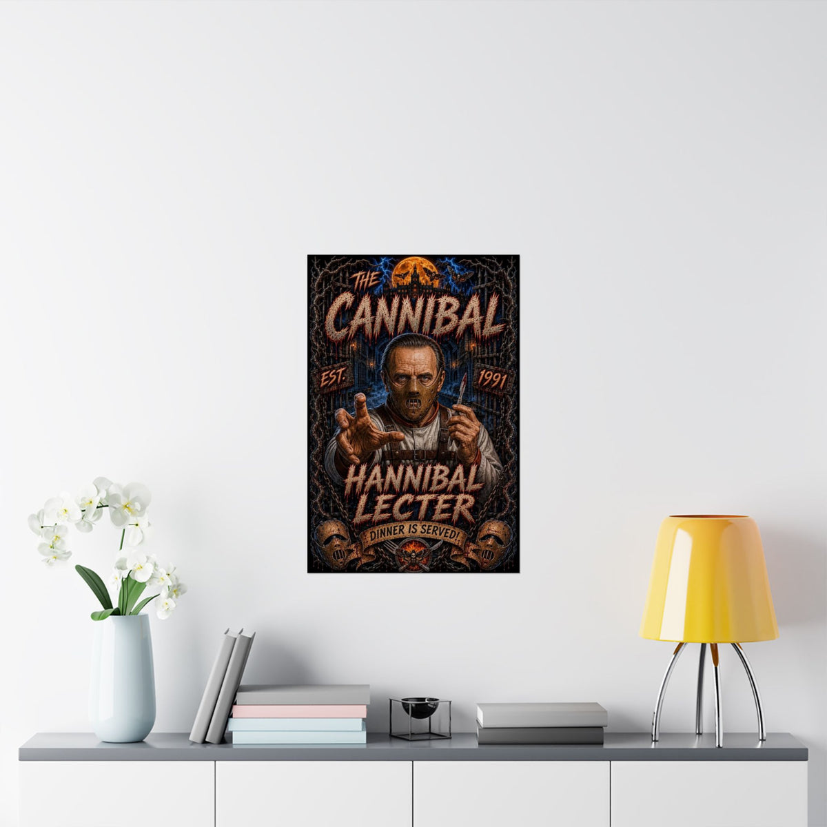 Silence of the Lambs Hannibal Lecter Horror Poster - 'The Cannibal' Matte Vertical Movie Art