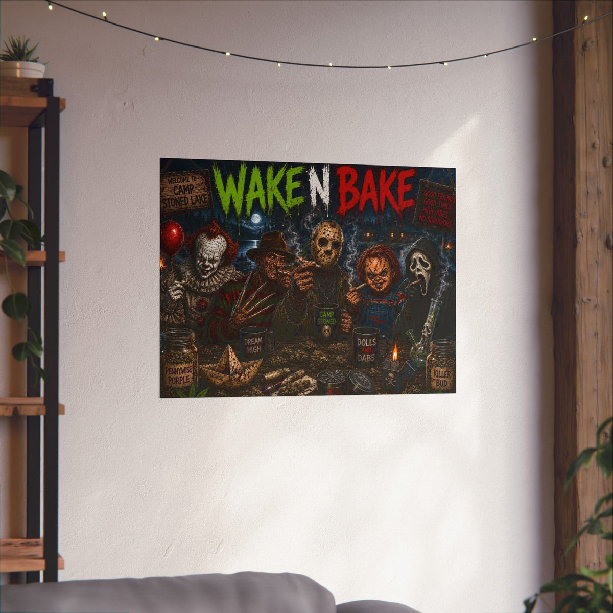 Wake N Bake Horror Movie Poster — Matte Horizontal Poster - Stoner Horror Comedy