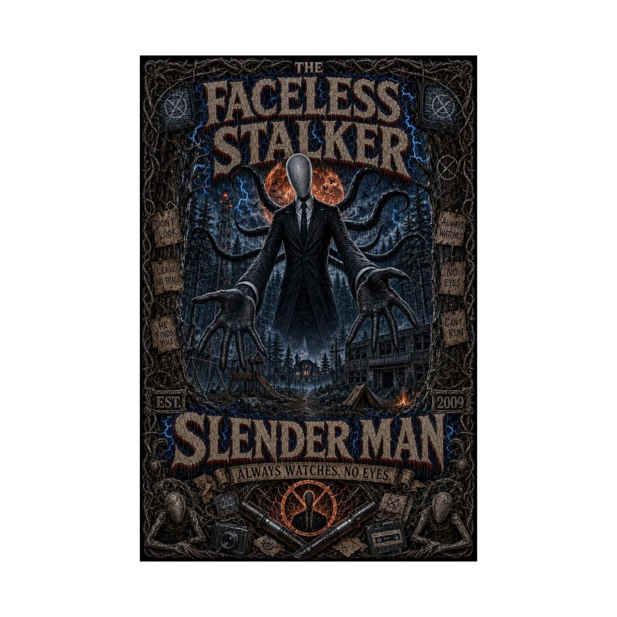 Slenderman Matte Poster — "The Faceless Stalker" Horror Wall Art