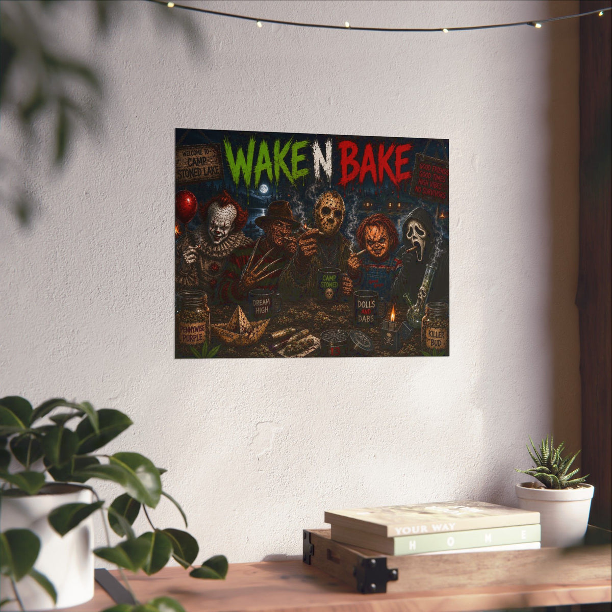 Wake N Bake Horror Movie Poster — Matte Horizontal Poster - Stoner Horror Comedy