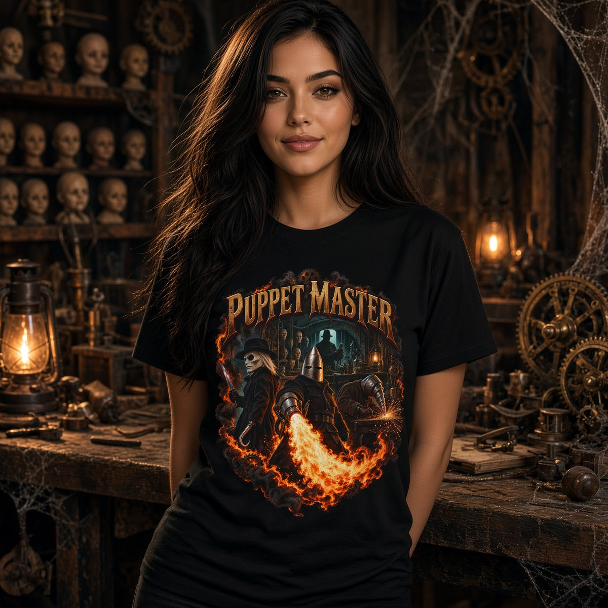 Puppet Master Horror T-Shirt – Fiery Vintage Movie Design — view 2