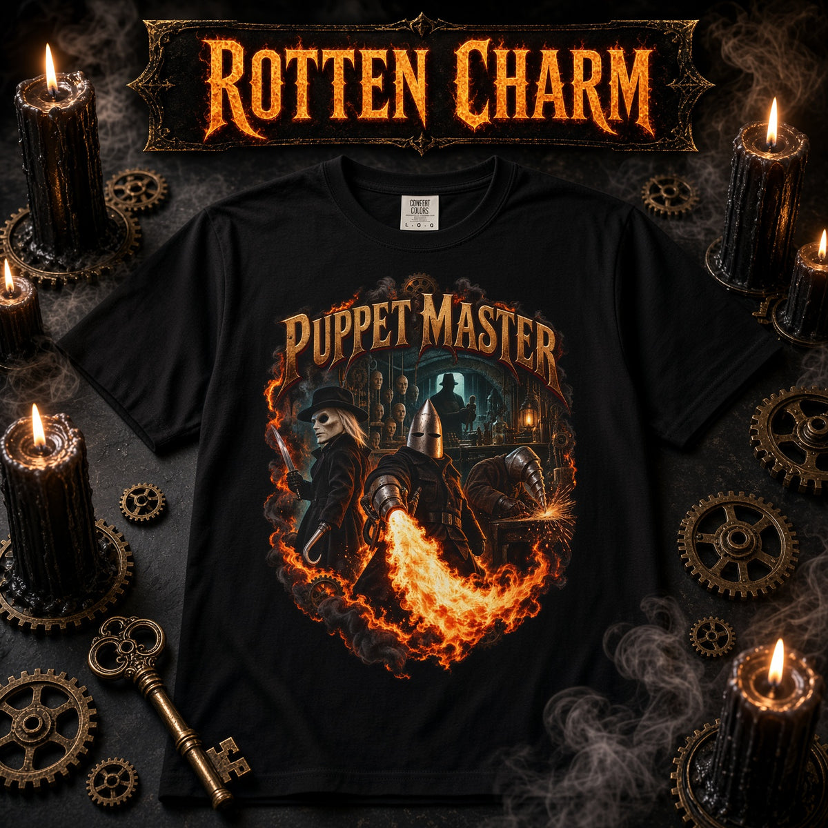 Puppet Master Horror T-Shirt – Fiery Vintage Movie Design