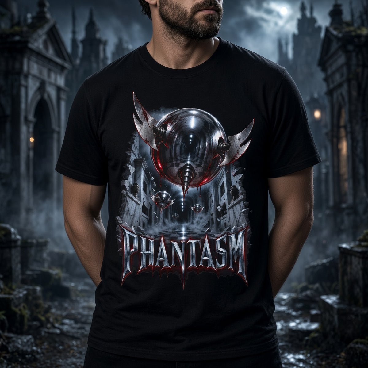Phantasm T-Shirt —  Killer Spheres Horror Graphic Tee — view 3