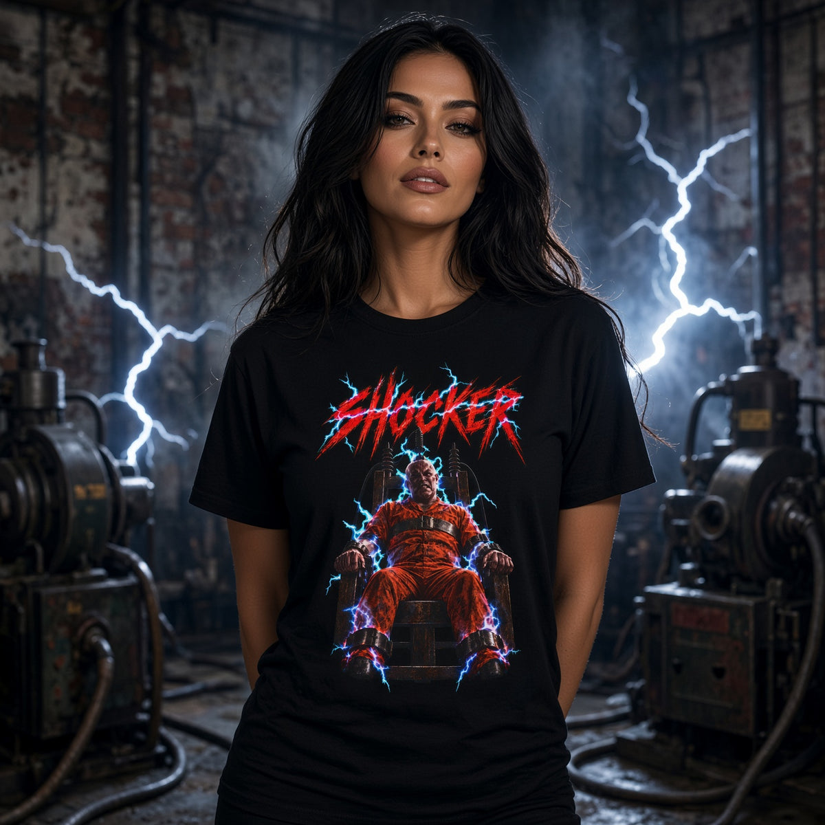 Wes Craven's Shocker Electric Chair Horror Graphic T-Shirt — view 2