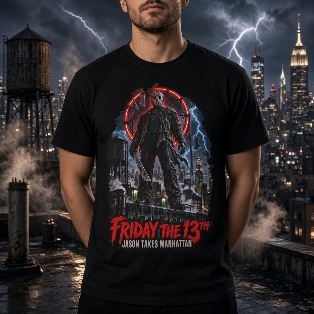 Friday the 13th Jason Takes Manhattan Skyline T-Shirt — view 3