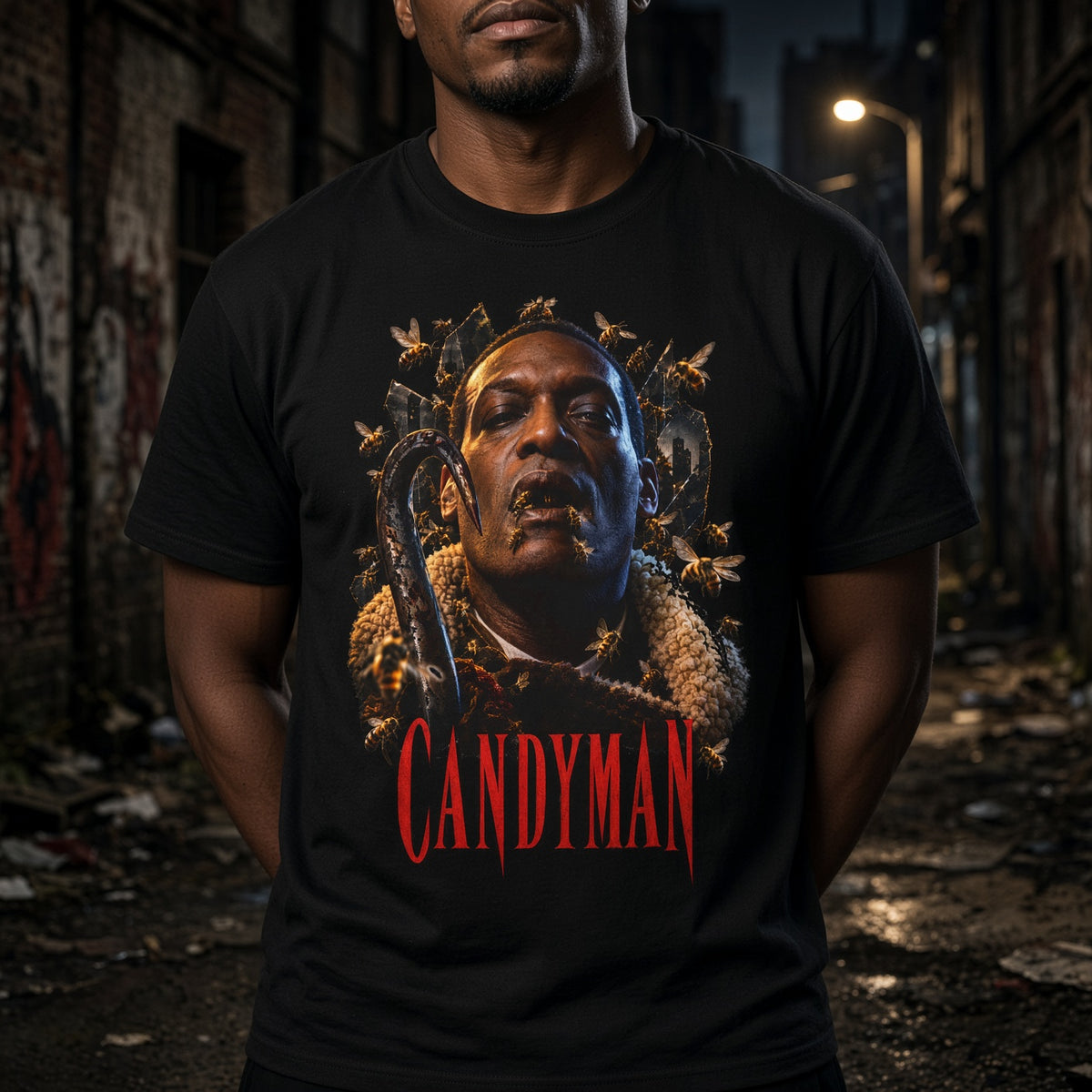 Candyman Portrait T-Shirt — Horror Movie Graphic Tee — view 3