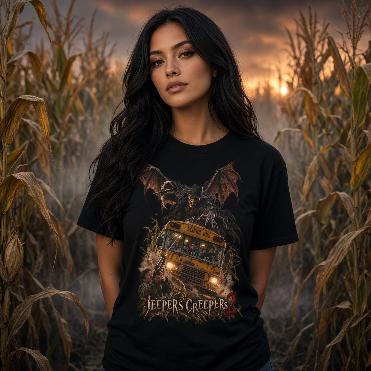 Jeepers Creepers Horror School Bus T-Shirt — view 2