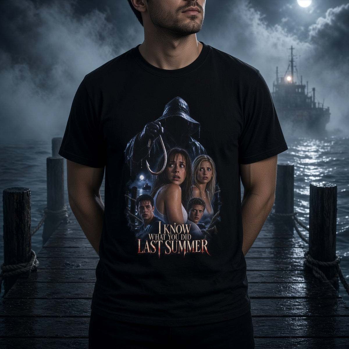 I Know What You Did Last Summer Horror Movie Poster T-Shirt Graphic Tee — view 3