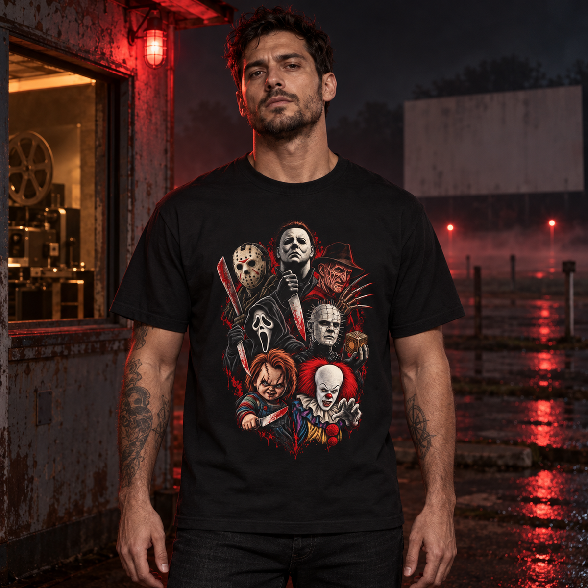 Iconic Horror Icons Collage T-Shirt — view 3