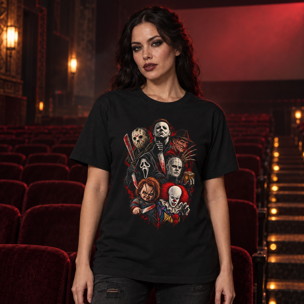 Iconic Horror Icons Collage T-Shirt — view 2