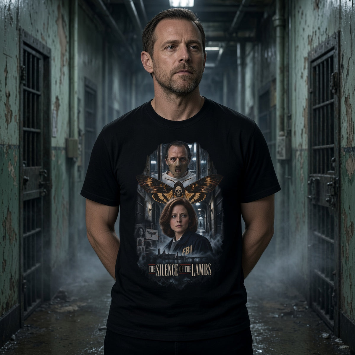 The Silence of the Lambs Hannibal Lechter and Clarrise Vintage Poster T-Shirt — view 3