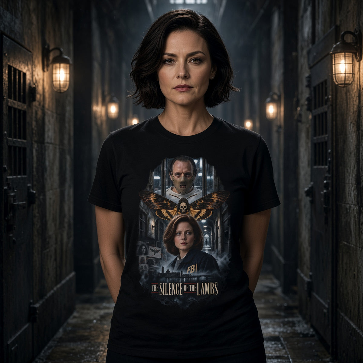 The Silence of the Lambs Hannibal Lechter and Clarrise Vintage Poster T-Shirt — view 2