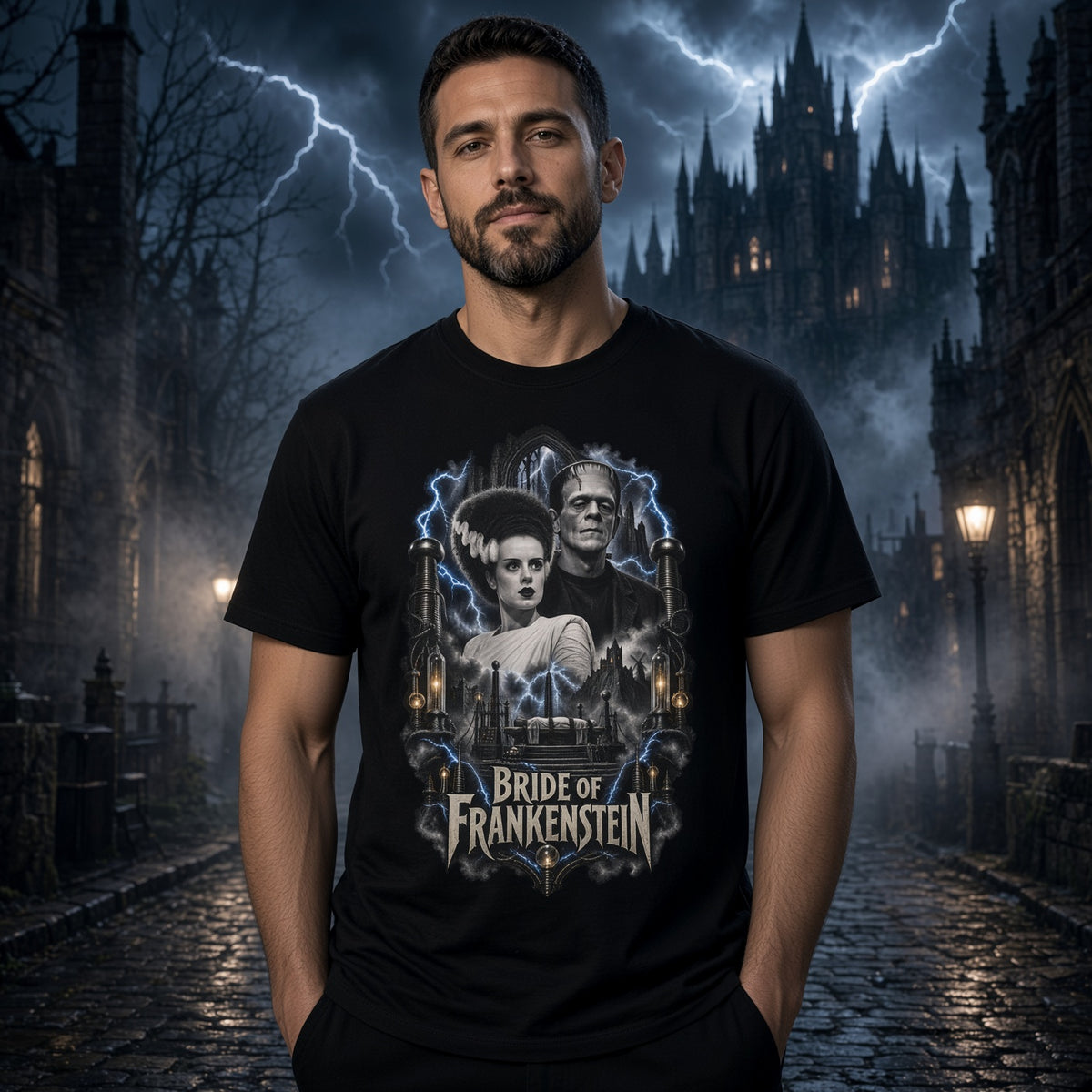 The Bride of Frankenstein Graphic T-Shirt — Classic Horror Movie Tee — view 3